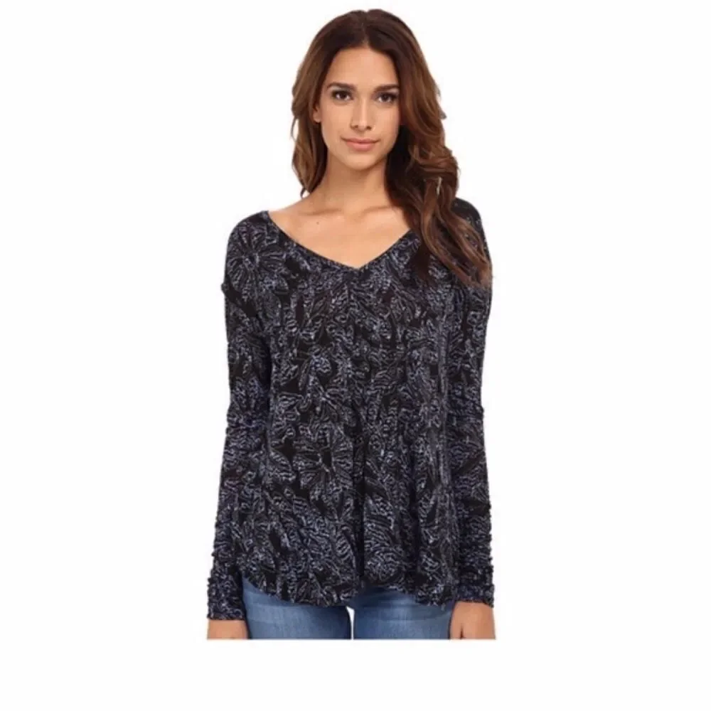 Free People Black Sahara Swing Top Shirt Small